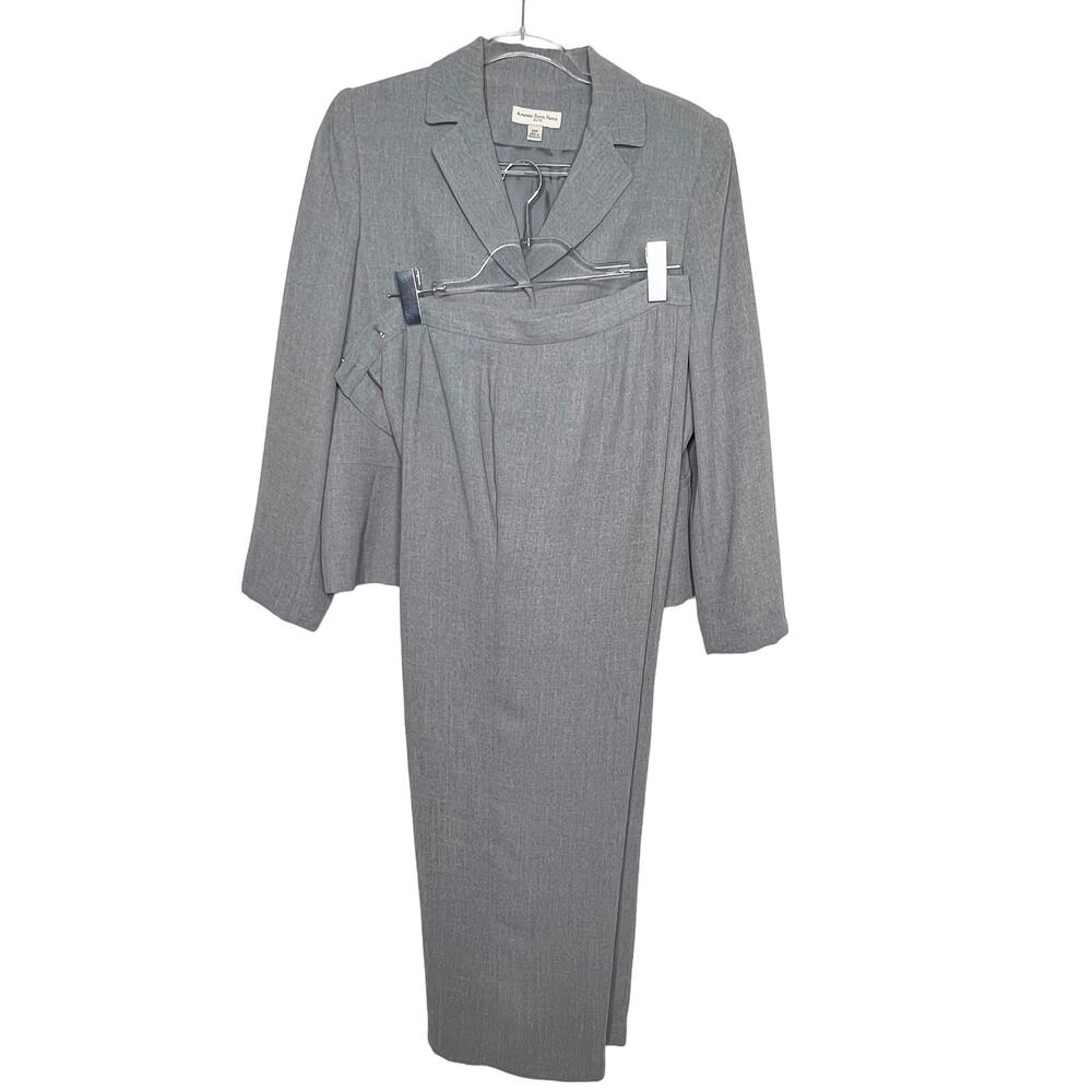 AMANDA SMITH Petite 2 Piece Suit Formal Suit Jacket & Suit Pant lGray Size 10P